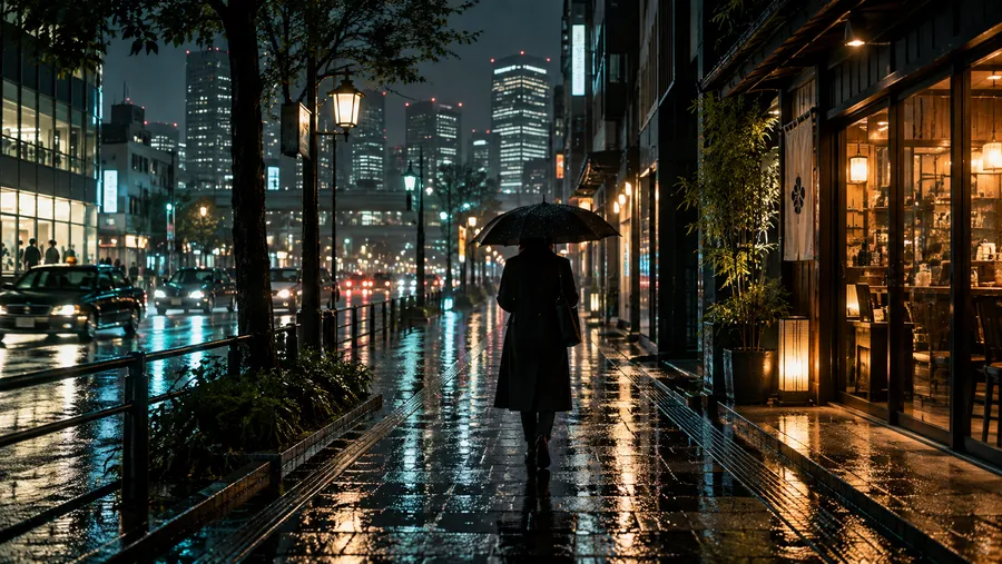 雨夜的城市街道